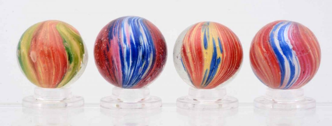Lot of Four Left Twist Onionskin Marbles. (1 of 1)