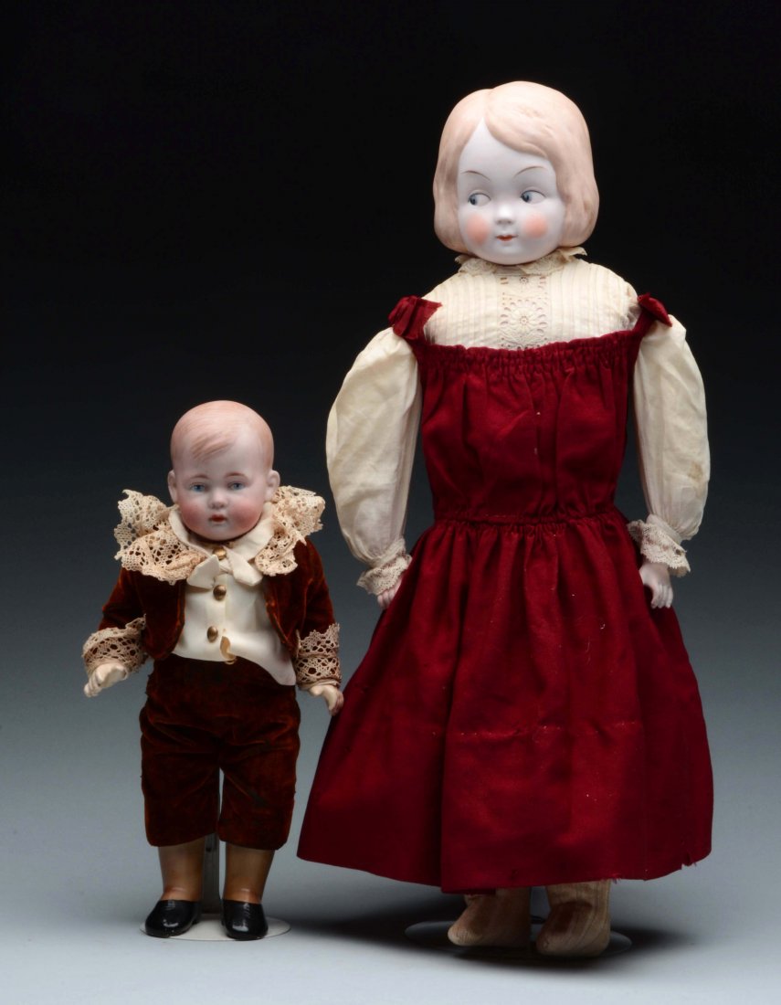 Lot Of 2: German Bisque Character Dolls. (1 of 3)