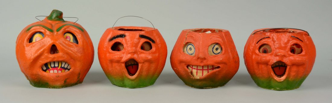 Lot Of 4: Vintage Halloween Pulp Jack-o-lanterns. (1 of 2)
