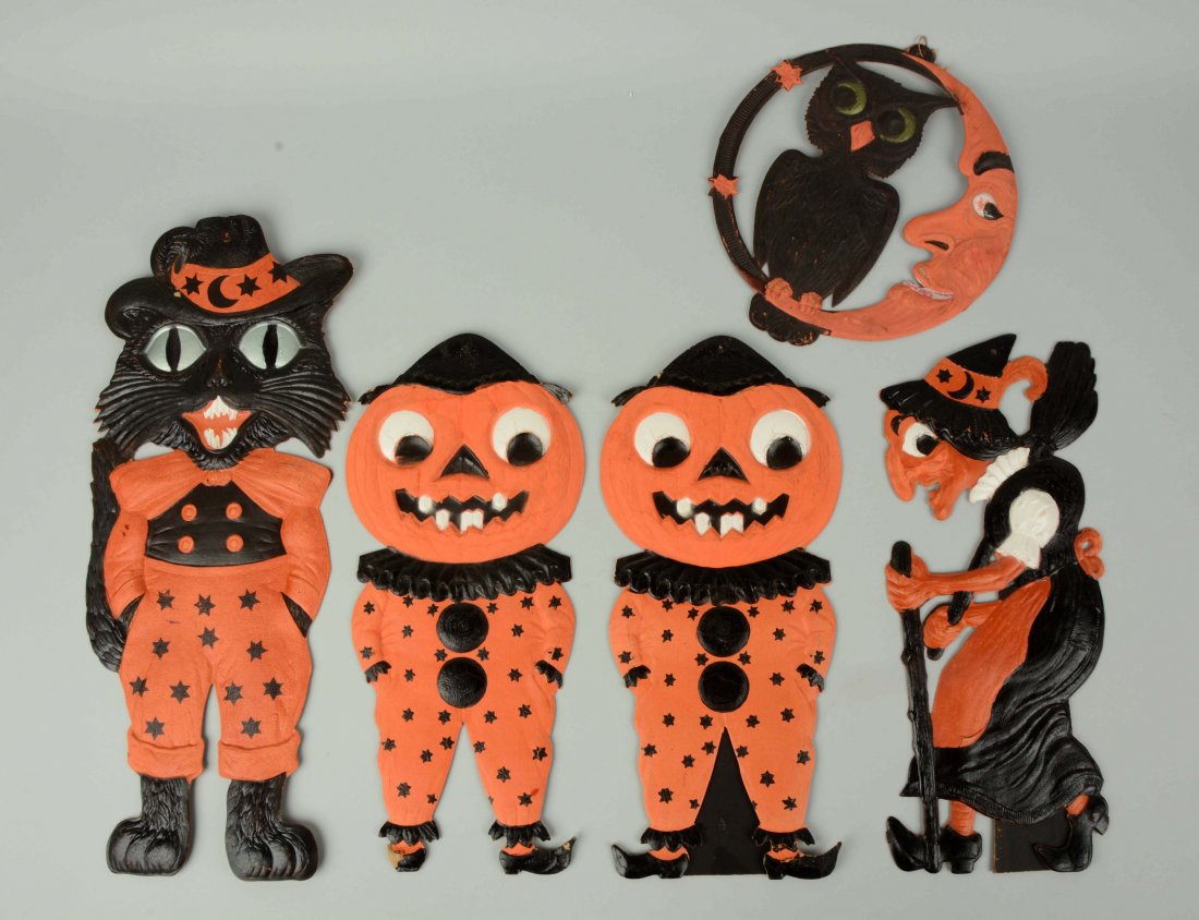 Lot Of 5: Embossed German Halloween Diecut Decorations. (1 of 1)