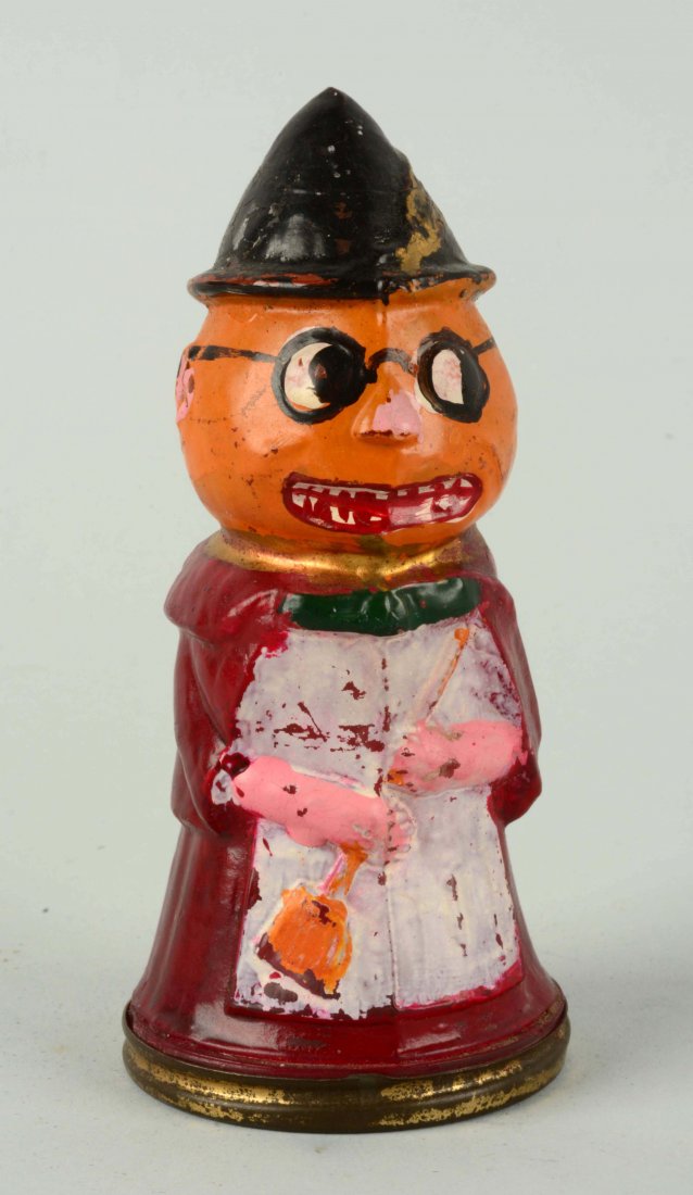 Vintage Glass Pumpkin Head Witch Candy Container. (1 of 3)