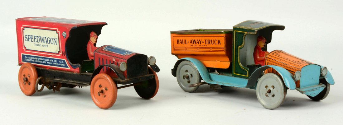 Lot Of 2: Strauss Tin Litho Wind Up Vehicle Toys. (1 of 2)