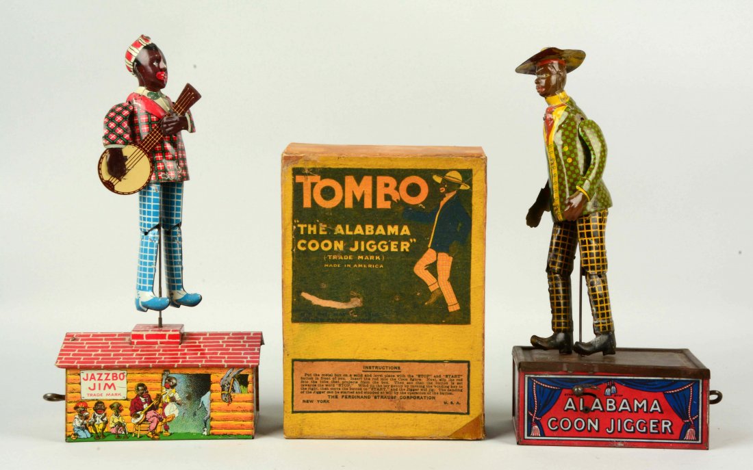 Lot Of 2: Strauss Tin Litho Wind-Up Roof Dancing Toys. (1 of 1)