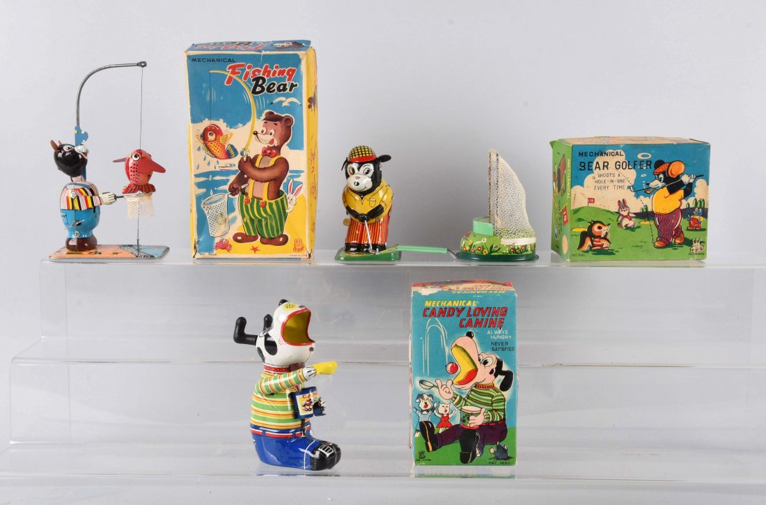 Lot Of 3: Mechanical Tin Bears & Dog. (1 of 1)