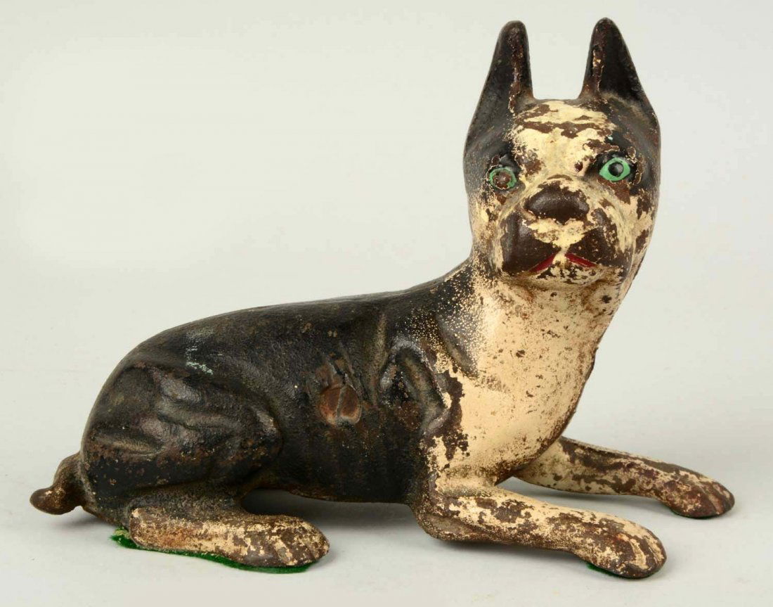 Cast Iron Lying Down Boston Terrier Dog Doorstop. (1 of 2)