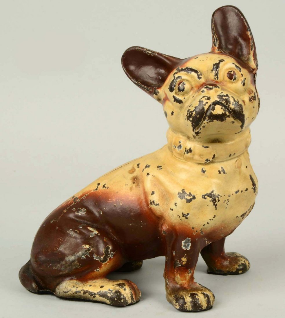 Cast Iron Sitting French Bulldog Doorstop.: Hubley. Full-figure. (Good). 7 - 3/4" T.