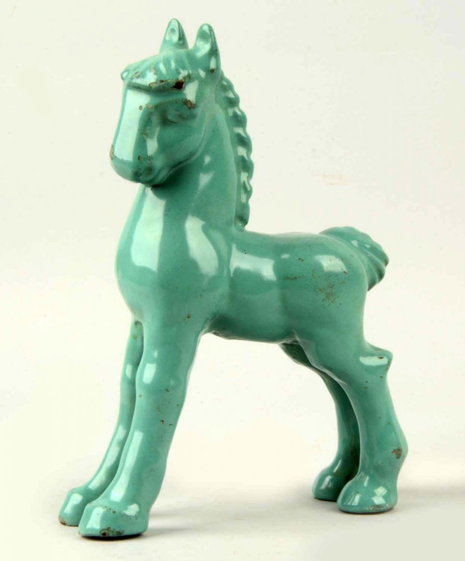 Cast Iron Foal Horse Doorstop.: Hamilton Foundry. Full-figure enameled over cast iron. (Excellent). 8 - 1/2" T.