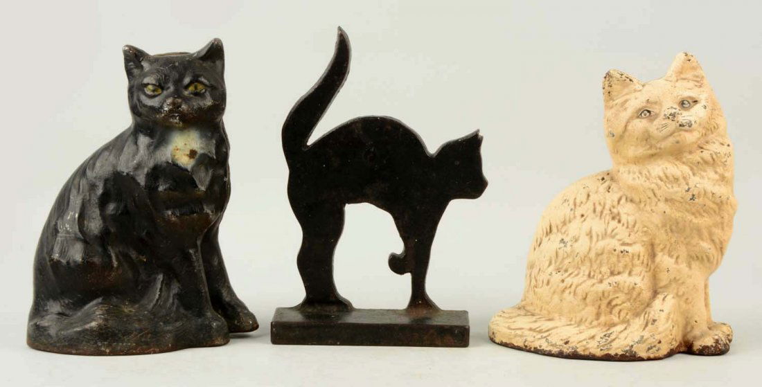 Lot of 3: Cast Iron Assorted Cat Doorstops. (1 of 1)