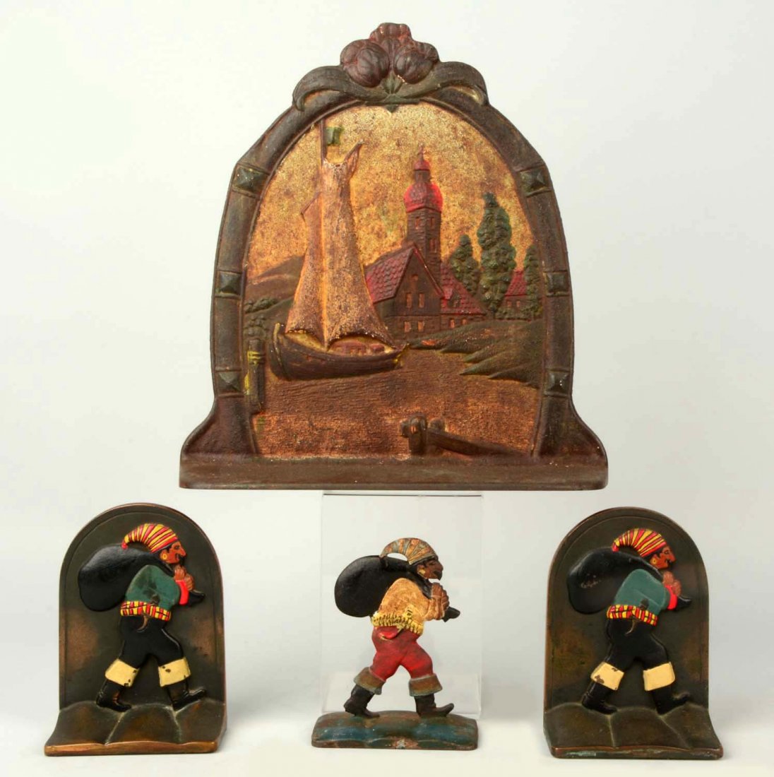 Lot of 3: Cast iron Pirate & Sailboat Bookends & (1 of 1)