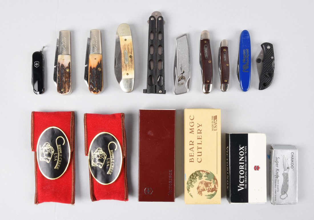 Lot of 10: Folding Knives by Various Makers. (1 of 1)