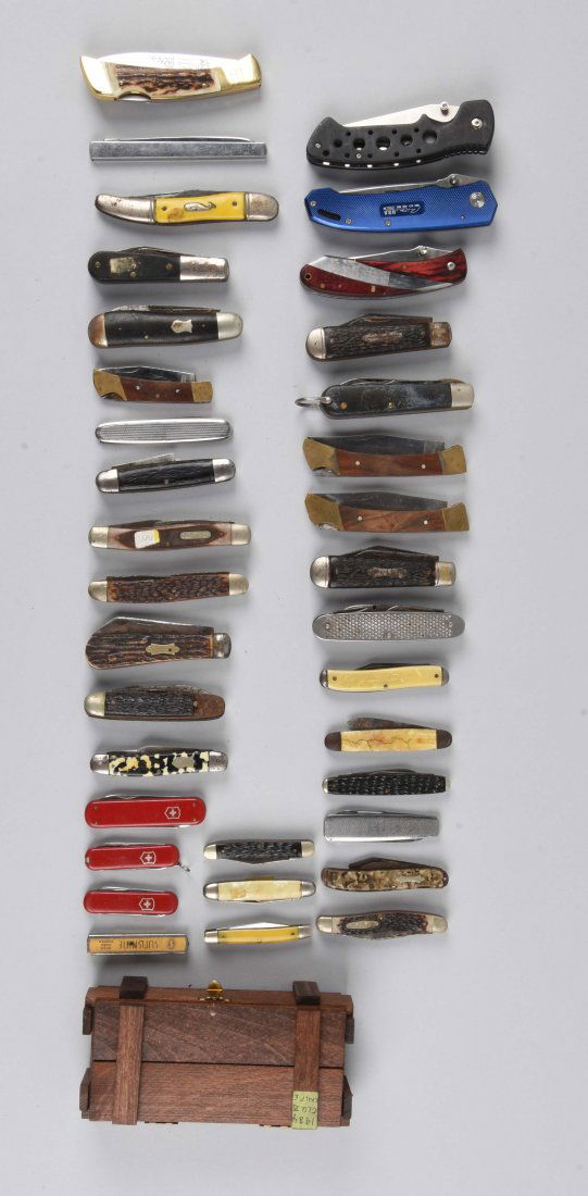 Lot Of 34: Folding Knives Foreign & Domestic. (1 of 1)