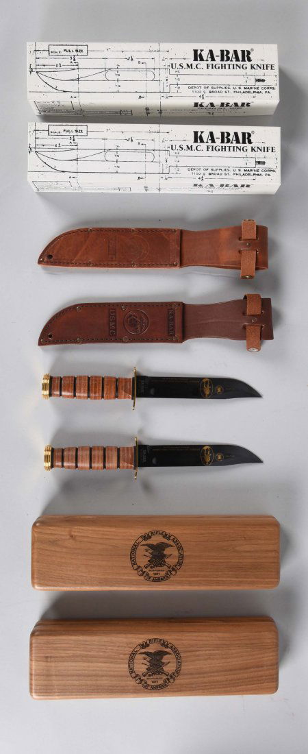 Lot Of 2: Ka-Bar WWII Commemorative Fixed Blade Knives. (1 of 2)