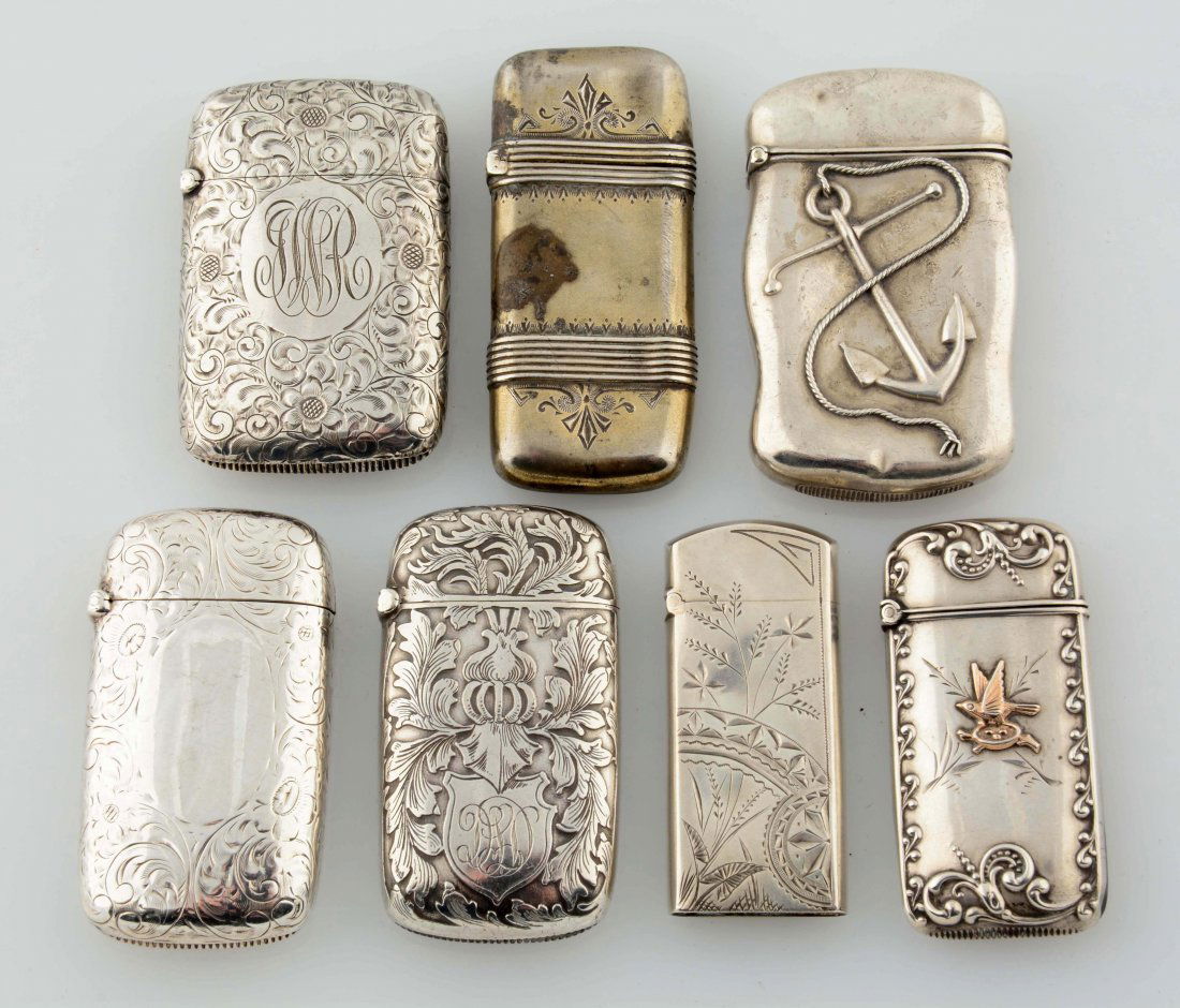 Lot Of 7: Vintage Sterling Silver Match Safes. (1 of 2)