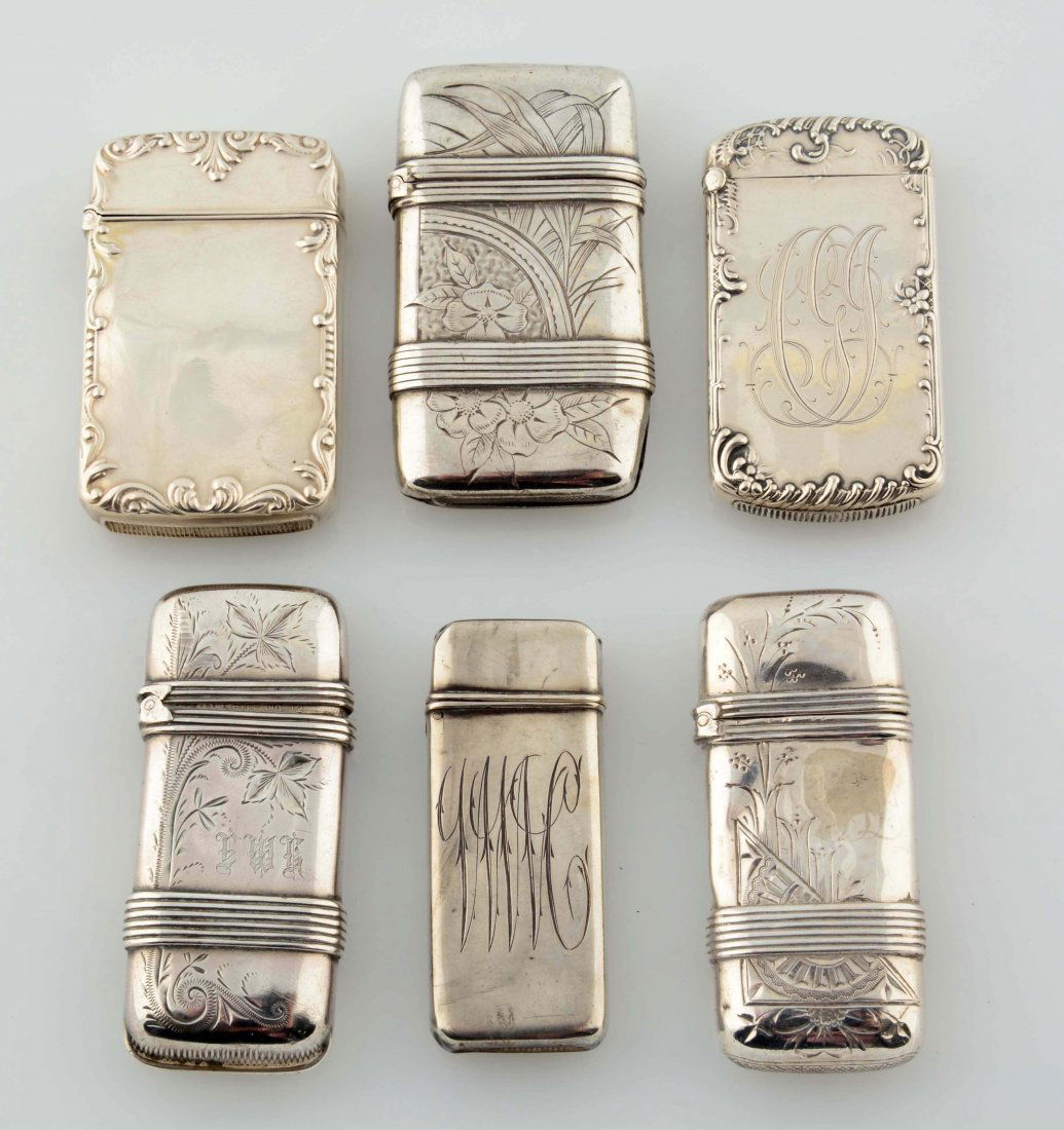 Lot Of 6: Vintage Sterling Silver Match Safes. (1 of 2)