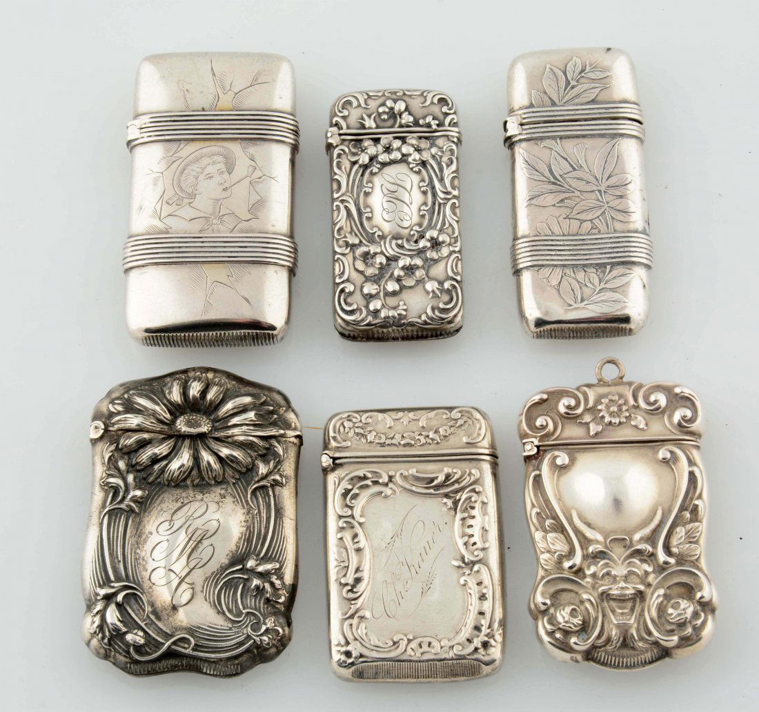 Lot Of 6: Vintage Sterling Silver Match Safes. (1 of 2)