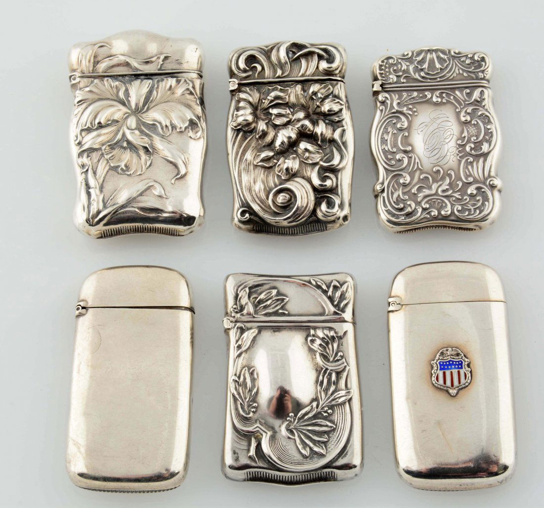 Lot Of 6: Vintage Sterling Silver Match Safes. (1 of 2)