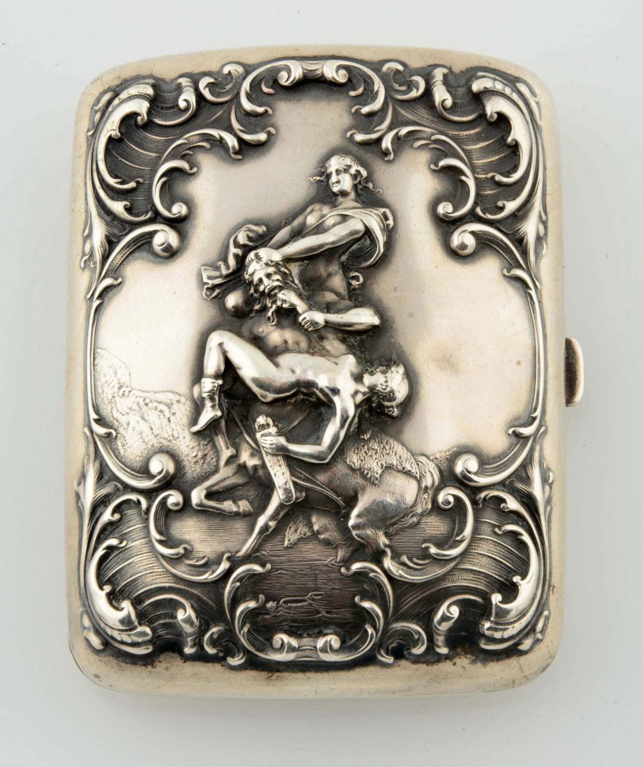 Silver Cigarette Case w/ Warriors. (1 of 3)