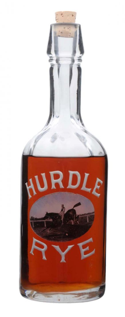 Hurdle Rye Enameled Back Bar Bottle. (1 of 1)