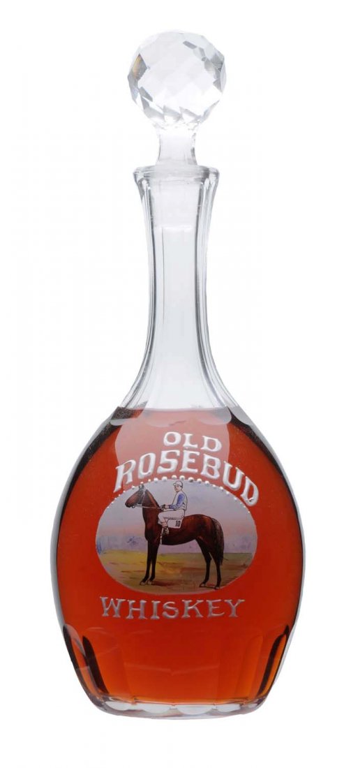 Old Rosebud Whiskey Enameled Back Bar Bottle. (1 of 1)