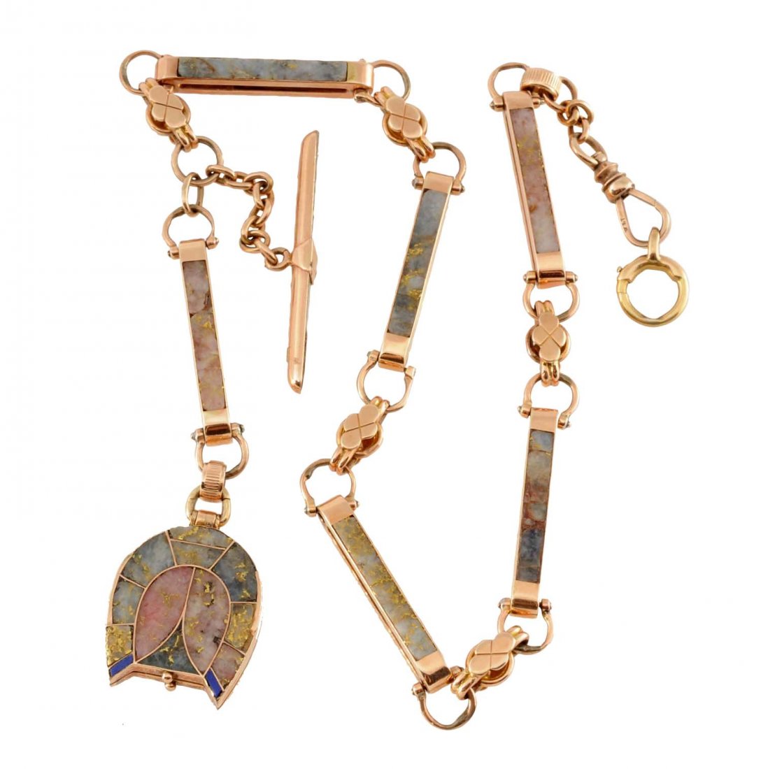 Gold Quartz Chain with Horseshoe Fob. (1 of 4)
