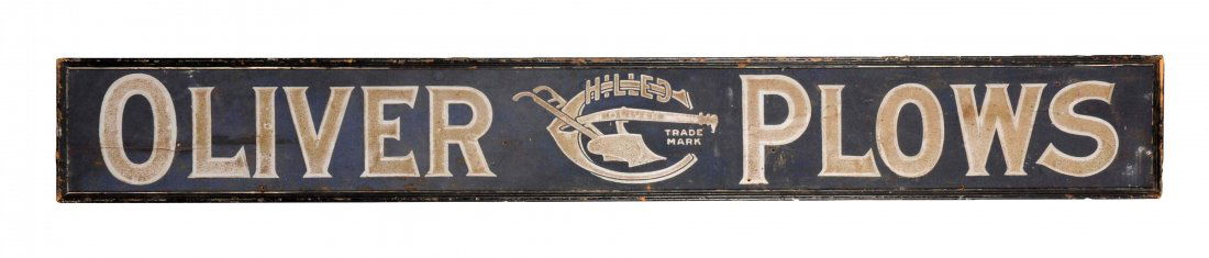 Oliver Chilled Plows Wooden Advertising Trade Sign. (1 of 3)