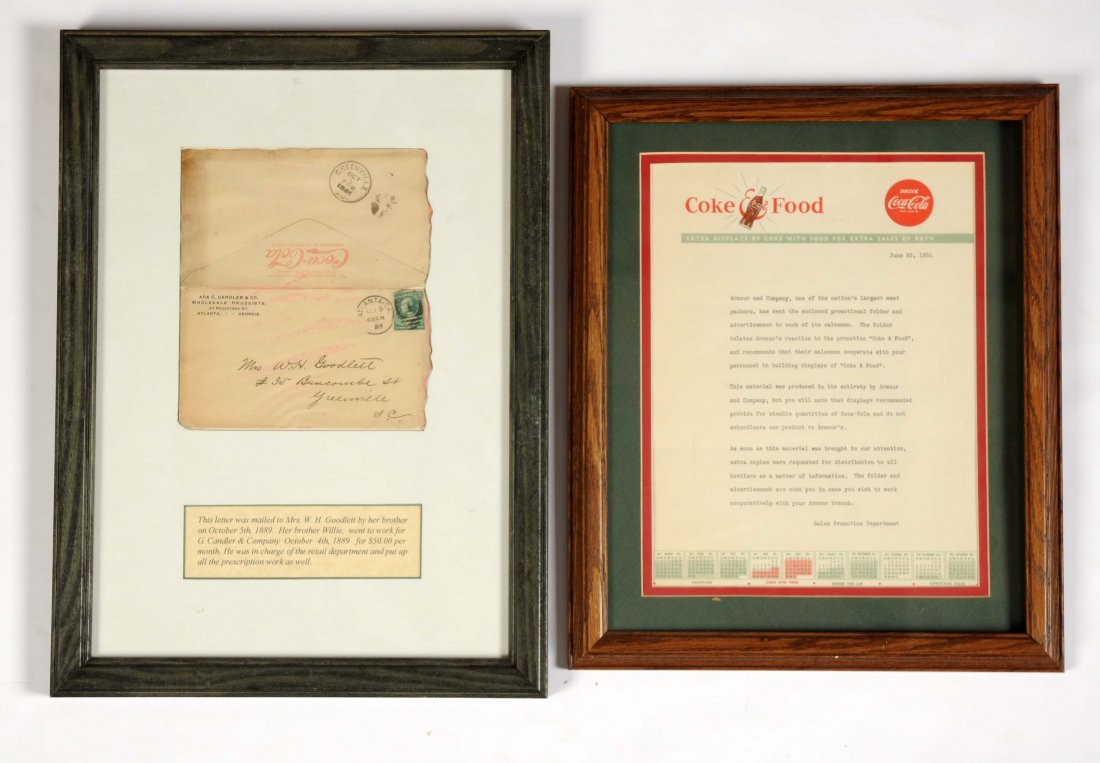 Lot of 2: Framed Coca-Cola Letterhead & Envelope. (1 of 3)