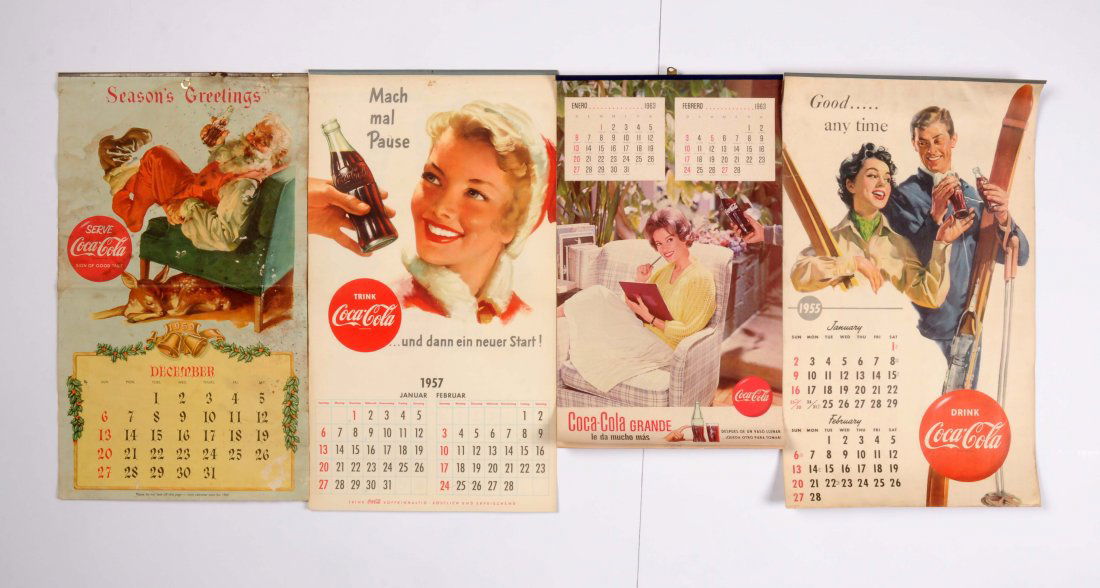 Lot of 4: Coca-Cola Calendars. (1 of 1)