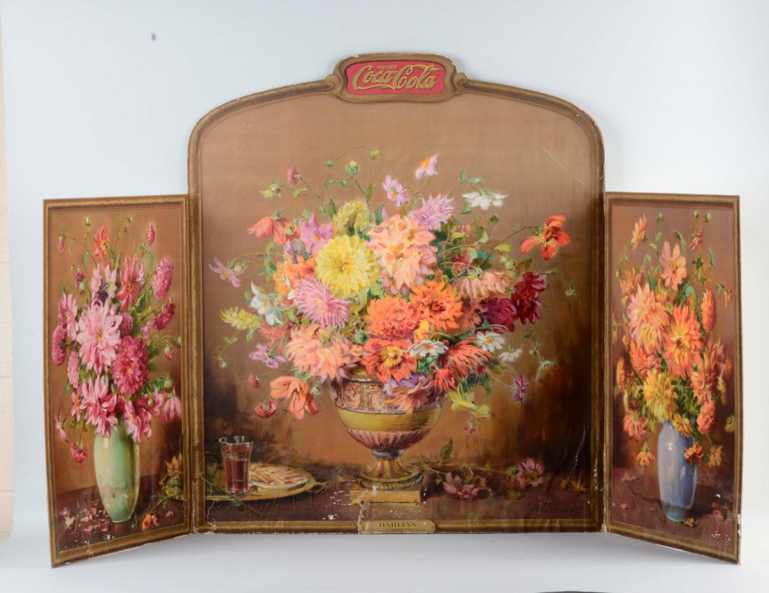 Early Coca - Cola Tri-Fold Advertising Sign. (1 of 1)