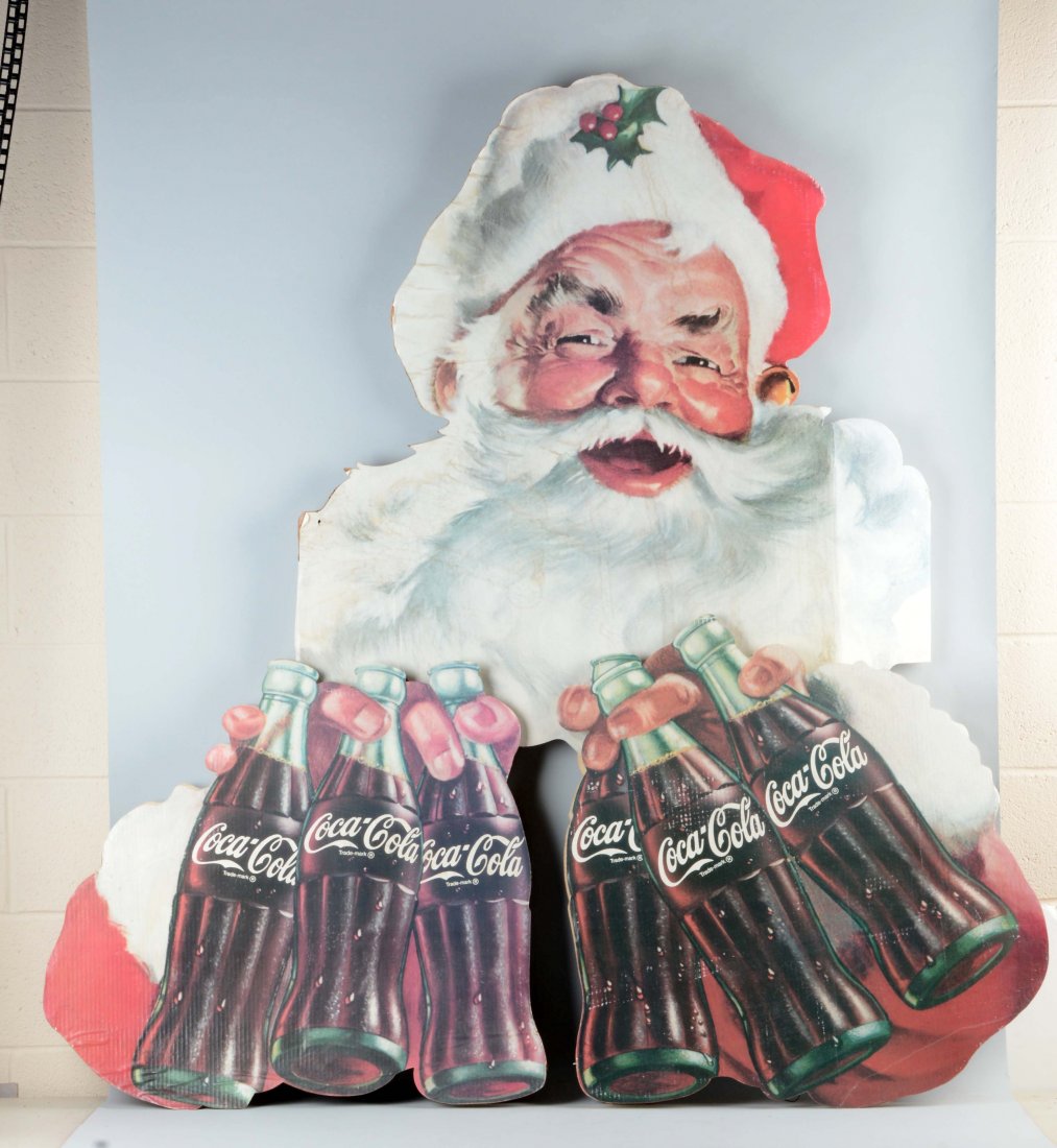 Diecut Cardboard Coca - Cola Santa Advertising Sign. (1 of 1)