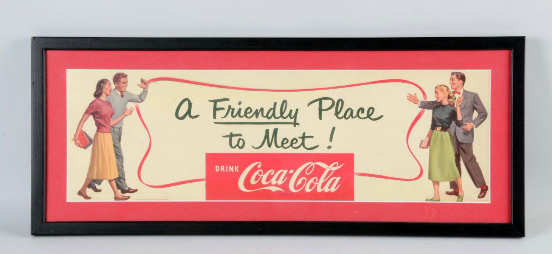 Coca - Cola Framed Cardboard Advertising Sign. (1 of 1)