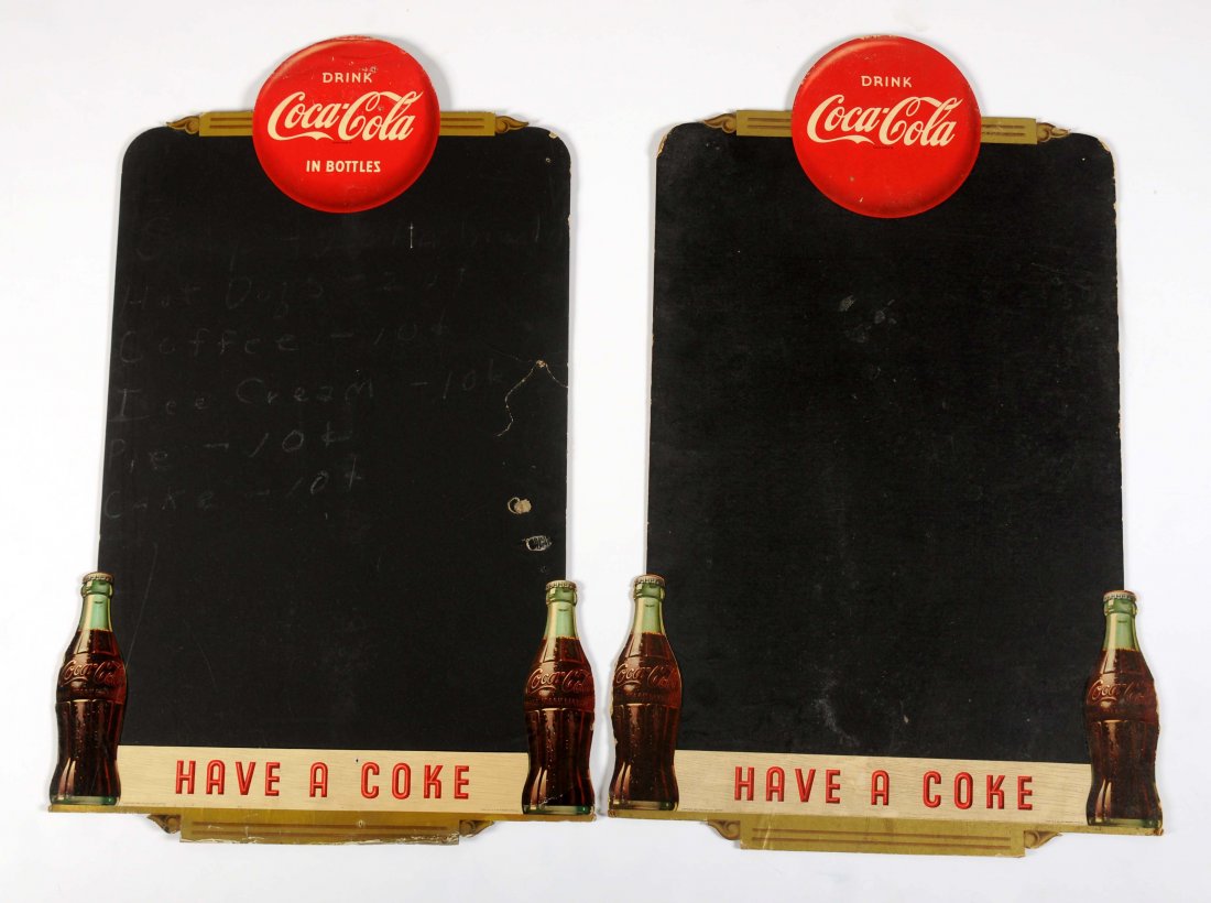 Lot Of 2: Coca-Cola Advertising Cardboard Chalk Boards. (1 of 1)