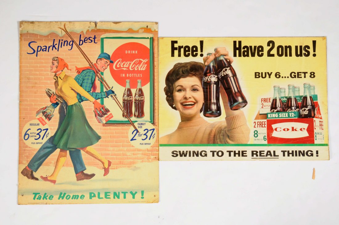 Lot Of 2: Coca-Cola Cardboard Advertising Signs. (1 of 1)