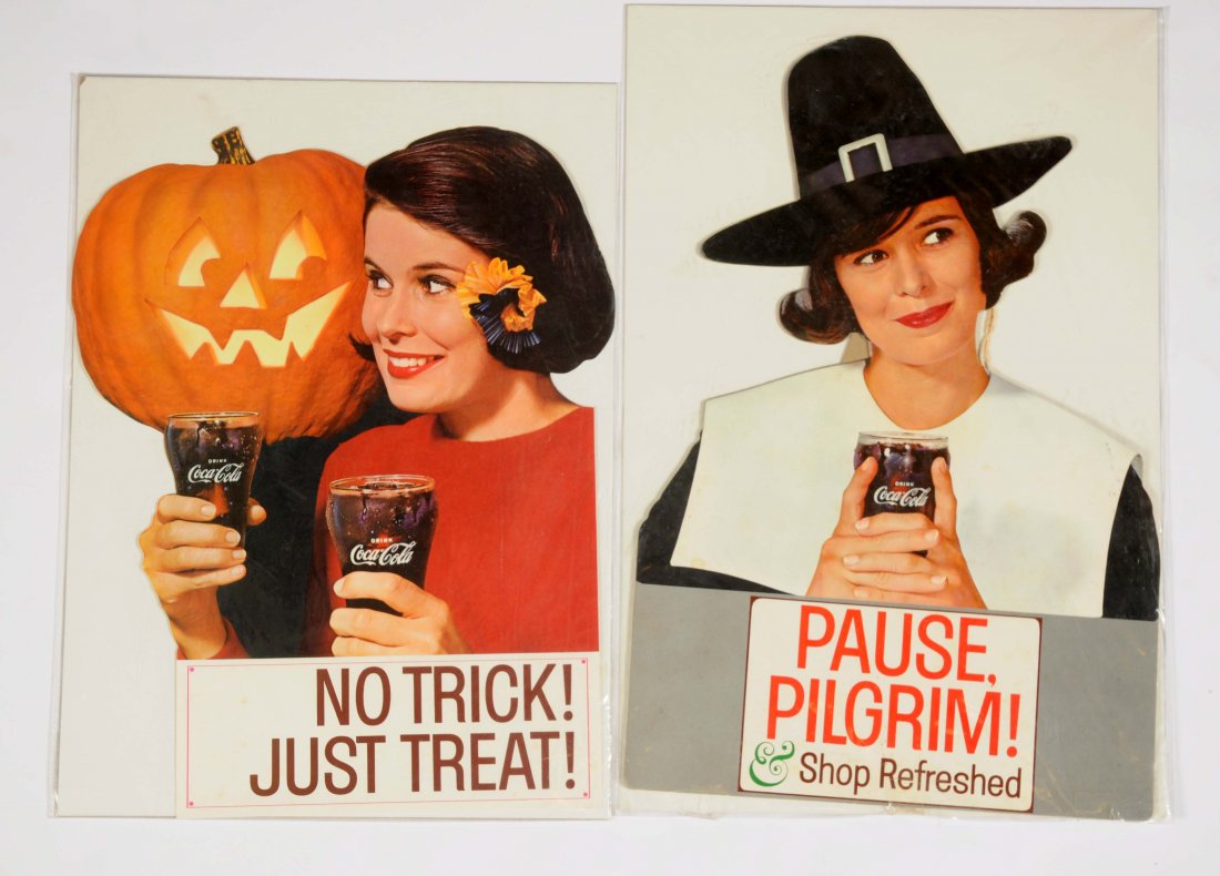 Lot Of 2: Coca-Cola Cardboard Cut Out Signs. (1 of 1)