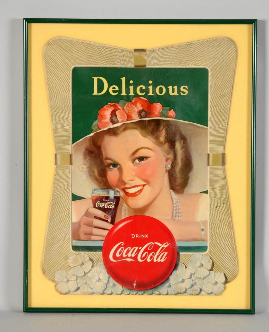 1950 Coca - Cola Diecut Cardboard Advertising Sign. (1 of 1)