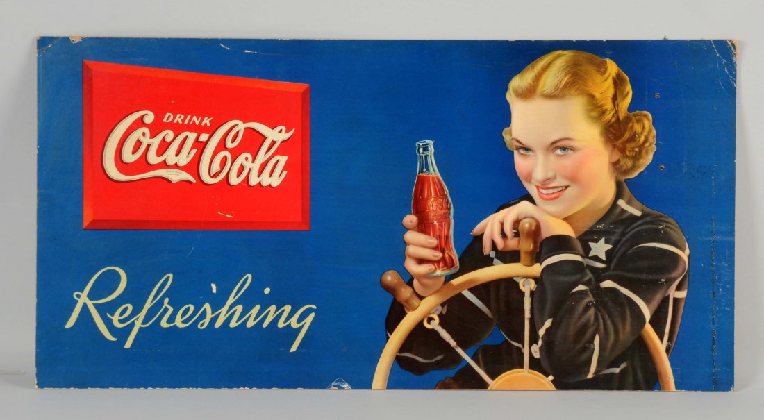 Cardboard Coca-Cola Refreshing Advertising Sign. (1 of 1)
