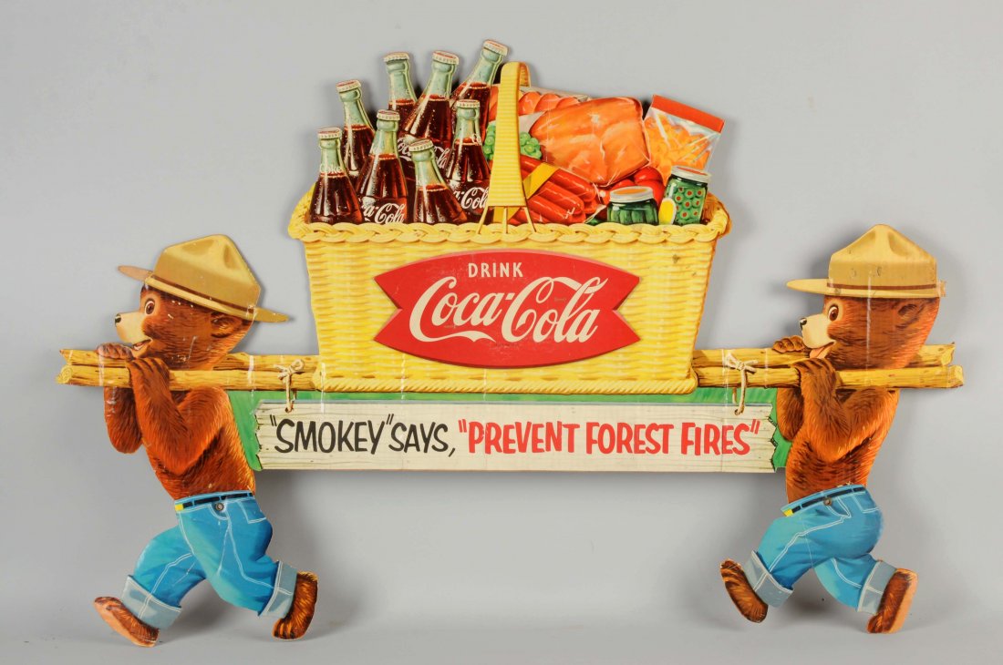 Coca-Cola Smokey The Bear Diecut Cardboard Sign. (1 of 1)