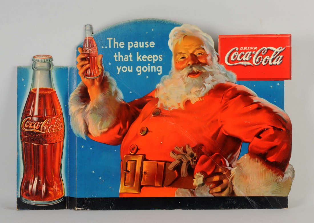Diecut Coca-Cola Santa Advertising Sign. (1 of 1)