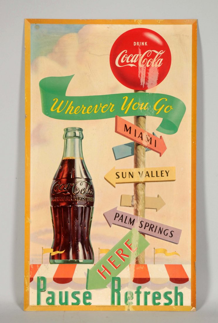 1951 Coca-Cola Cardboard Adverting Sign. (1 of 1)
