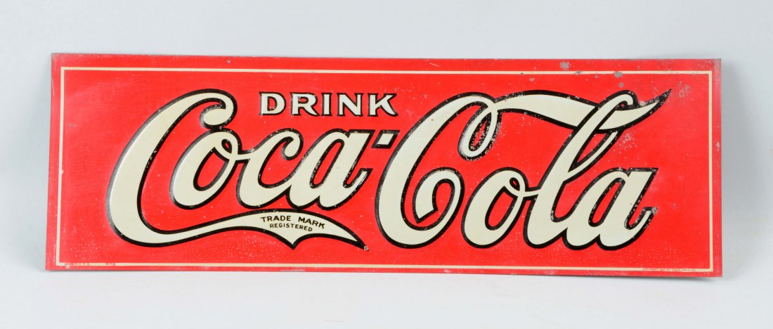 1927 Embossed Tin Coca-Cola Advertising Sign. (1 of 1)