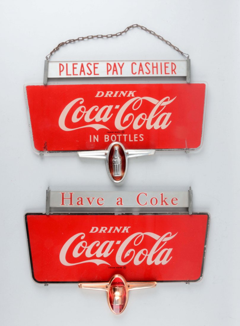 Lot Of 2:  Coca-Cola Glass Signs. (1 of 1)