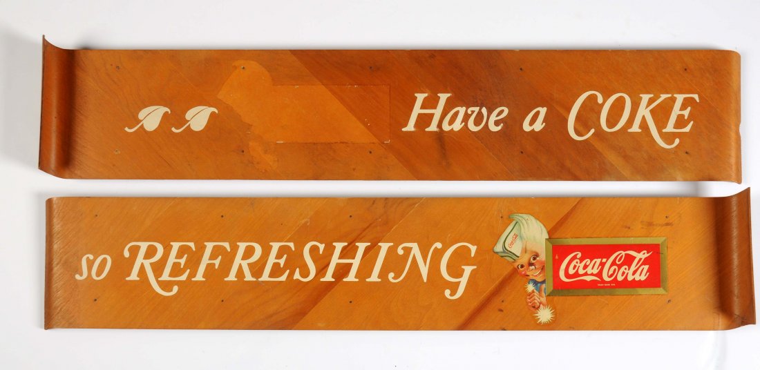 Lot of 2: Coca-Cola Wooden Spite Boy Advertising Signs. (1 of 1)
