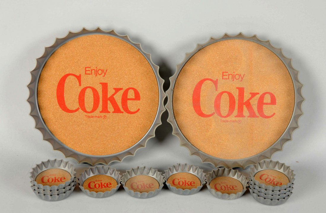 Lot Of 13: Coca - Cola Bottle Cap Coasters & Trays. (1 of 1)