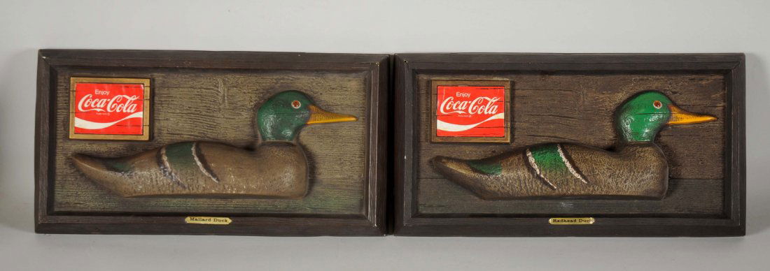 Lot of 2: Plastic Coca-Cola Signs with Ducks. (1 of 1)