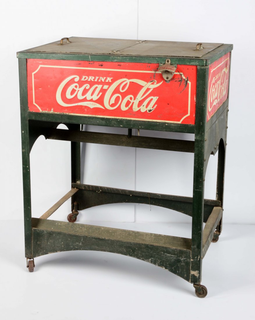 Early Coca-Cola Cooler On Wheels. (1 of 1)