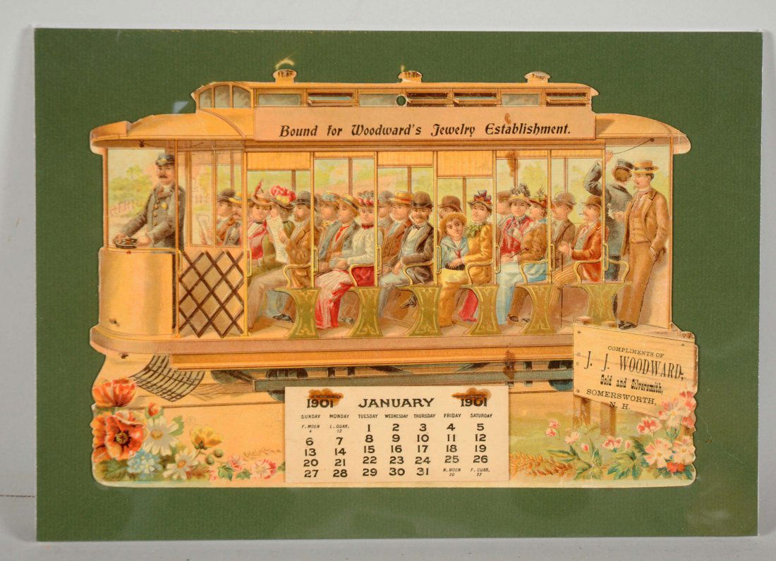 1901 Diecut Trolley Advertising Calendar. (1 of 1)