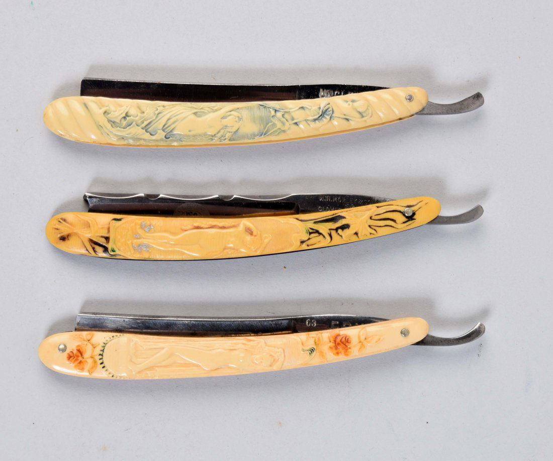 Lot Of 3: Colorful Art Noveau Razors. (1 of 2)