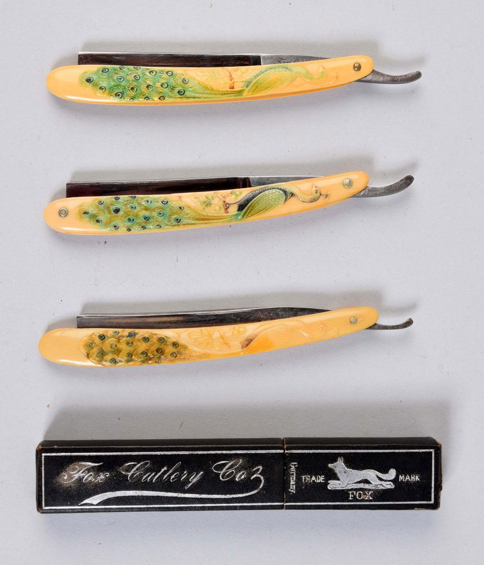 Lot Of 3: Celluloid Handled Straight Razors. (1 of 2)