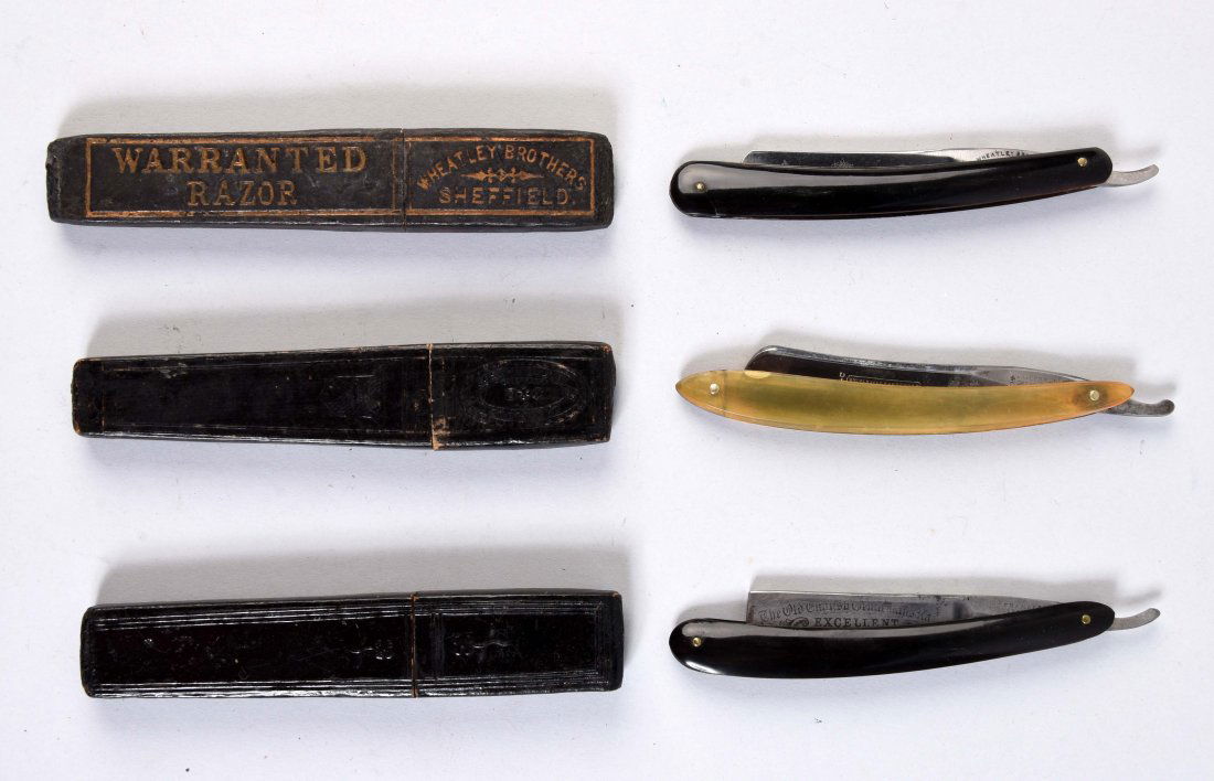 Lot Of 3: Early Straight Razors In Boxes. (1 of 2)