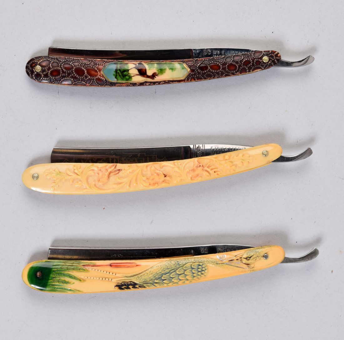 Lot Of 3: Celluloid Straight Razors. (1 of 2)