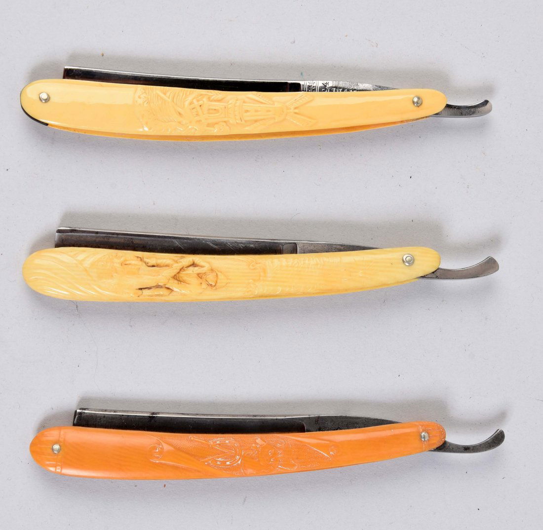 Lot Of 3: Celluloid Straight Razors. (1 of 2)